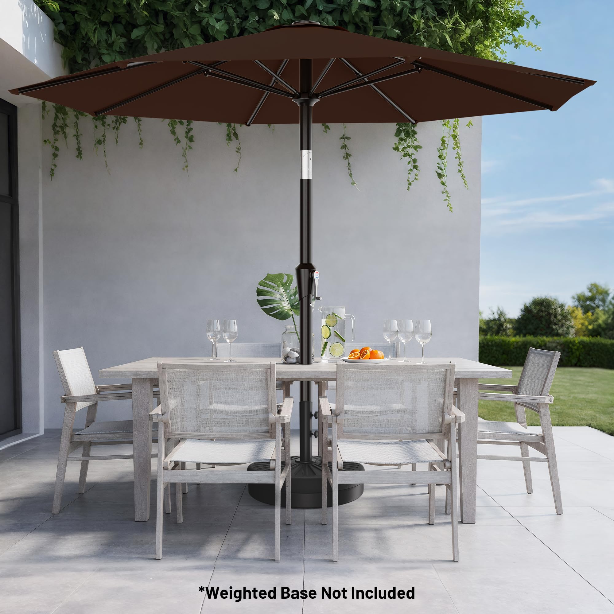 AreShark 10 FT Outdoor Patio Umbrella, Patio Table Umbrella with Push Button Tilt and Crank, Outdoor Patio Umbrellas with 8 Fiberglass Ribs, Patio Umbrellas for Market, Garden, Pool (Brown) Retail $75.00