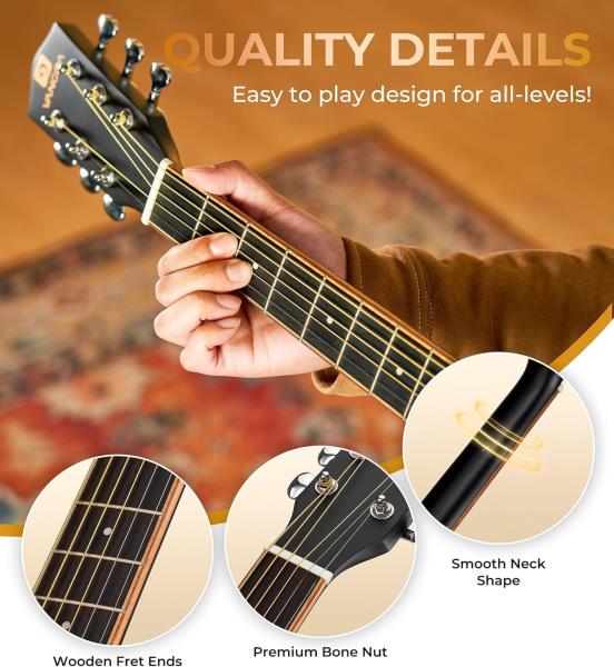 Vangoa Left Handed Guitar, Full Size Cutaway Left Handed Acoustic Guitar Kit for Adult Beginner 41 Inch Lefty Acustica Guitarra Set, Black Retail $149.00