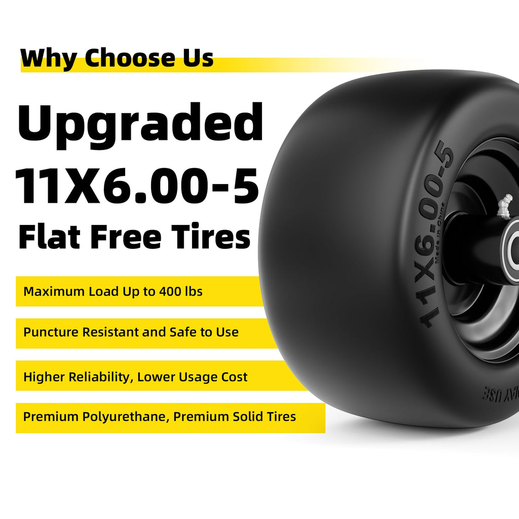 New RONPOW 11x6.00-5 with Flat Free Design - Lawn Mower Tire