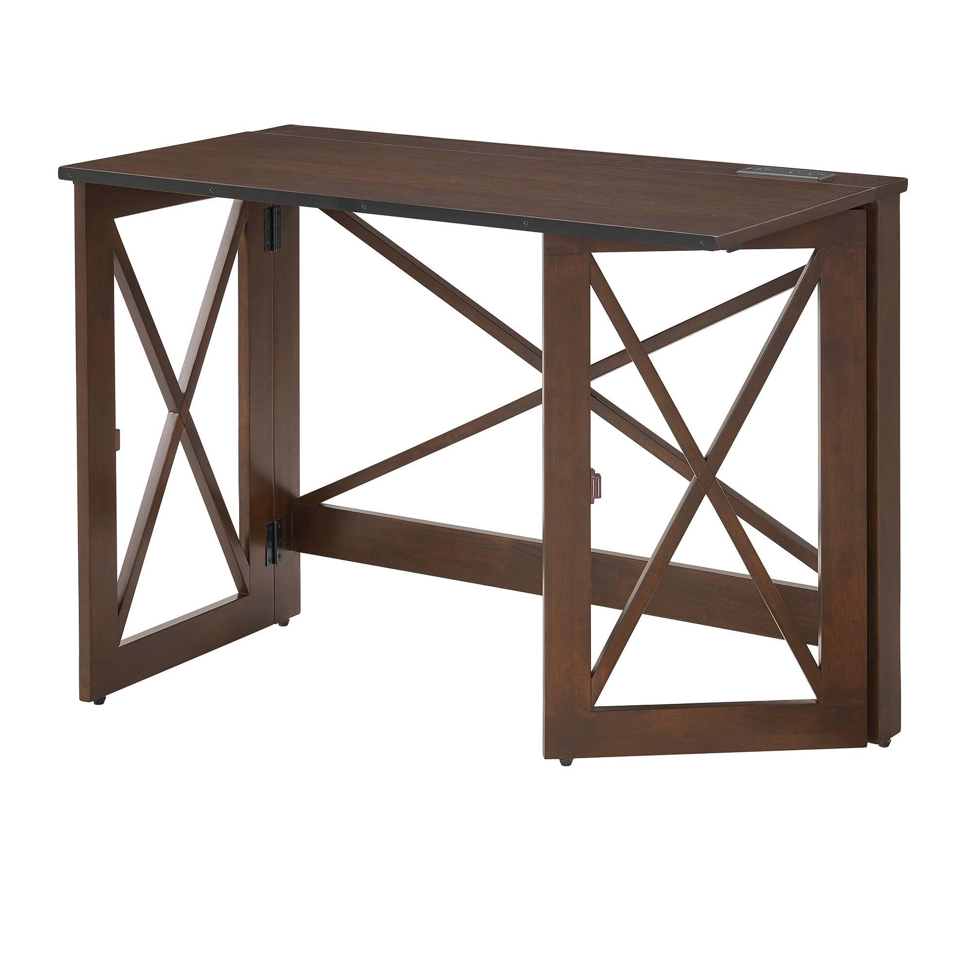 New Stakmore Folding Desk w USB  110V Outlets - Espresso Home Office Desk