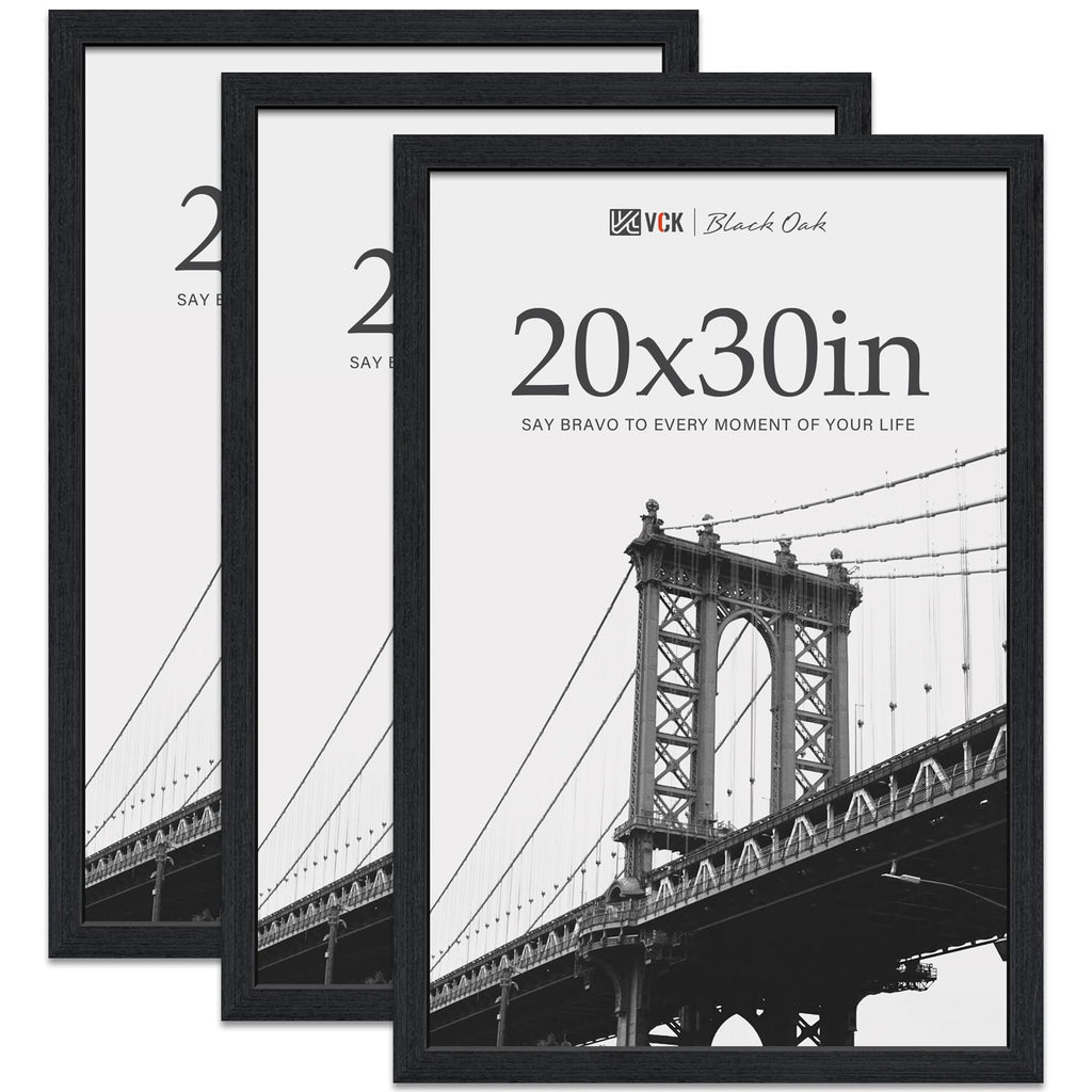 New VCK 20x30 Black Oak Solid Wood Poster Frames 3 Pack Retail $82.00