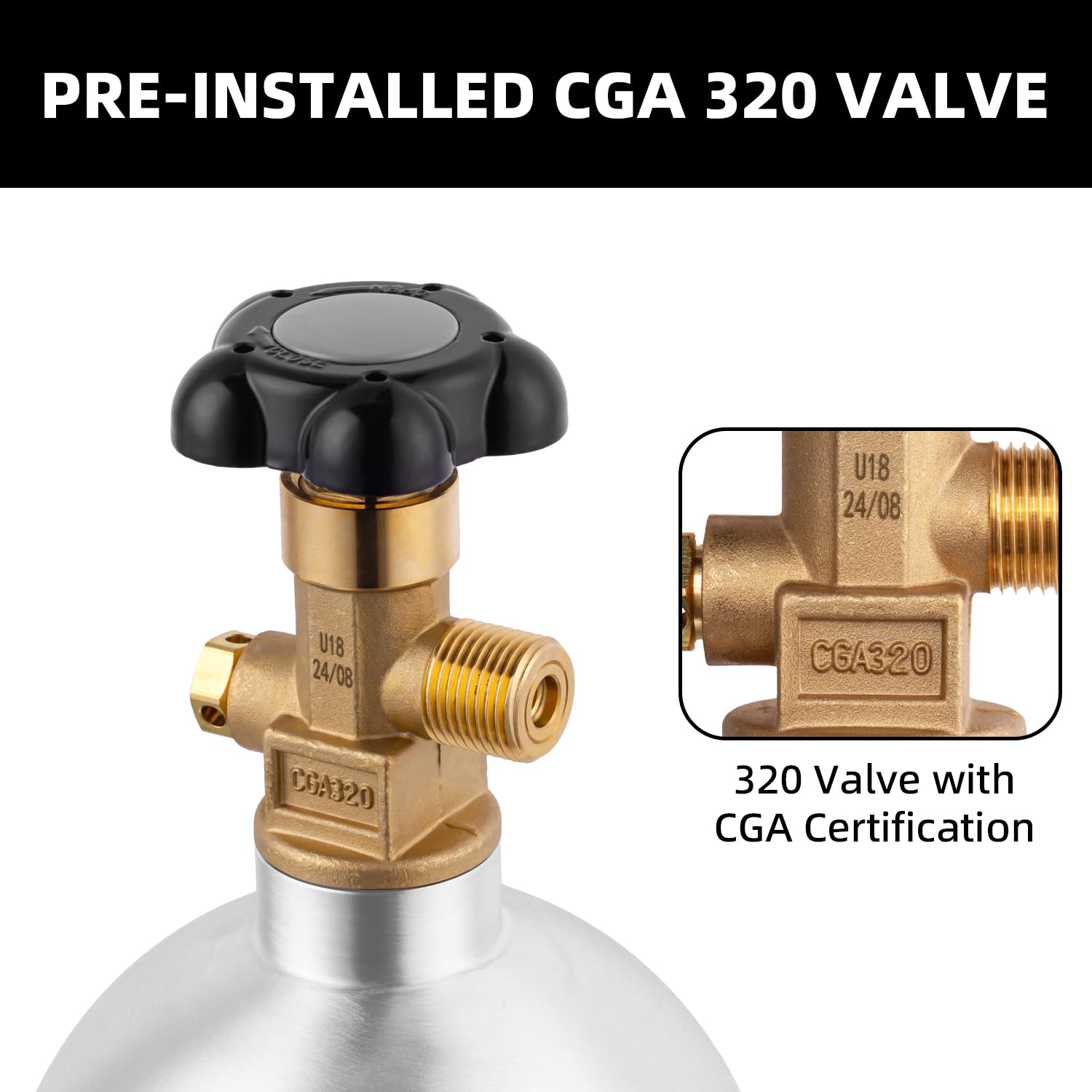 lb CO2 Tank Aluminum Alloy Cylinder with CGA-320 Valve for Kegerator Kit