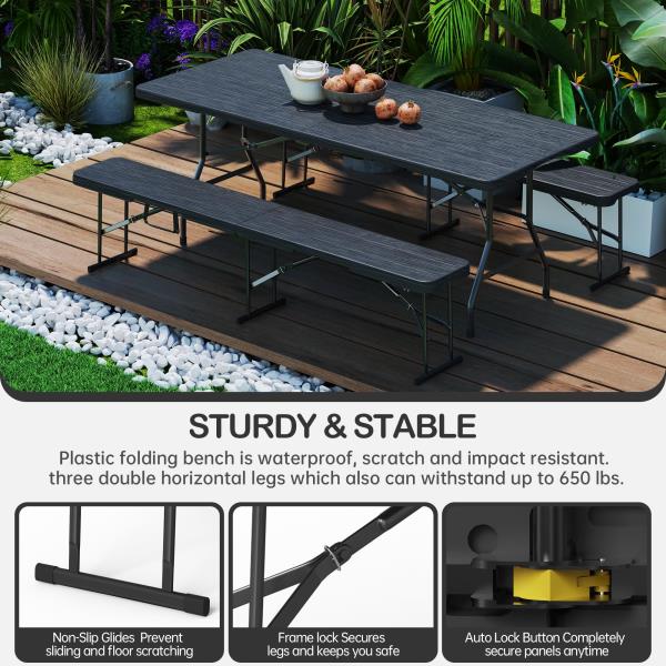 6 Foot Folding Bench Portable Indoor Outdoor Plastic Bench 2 Pack