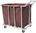 New frides 400L Heavy Duty Stainless Steel Rolling Commercial Laundry Cart with Removable Waterproof Canvas Liner - 440lbs Load Retail $179.00