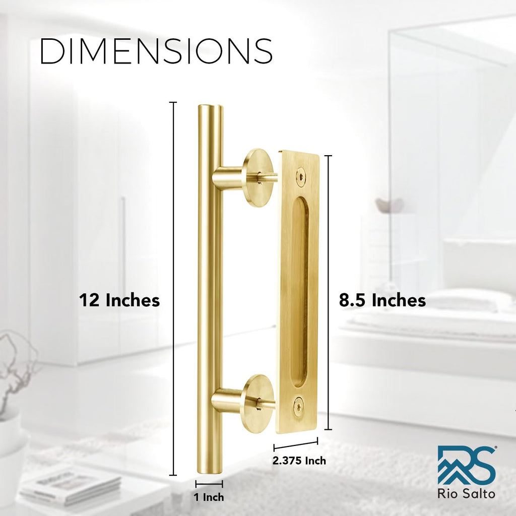 ft Adjustable Sliding Barn Door Hardware Kit Brushed Brass Finish $141.75