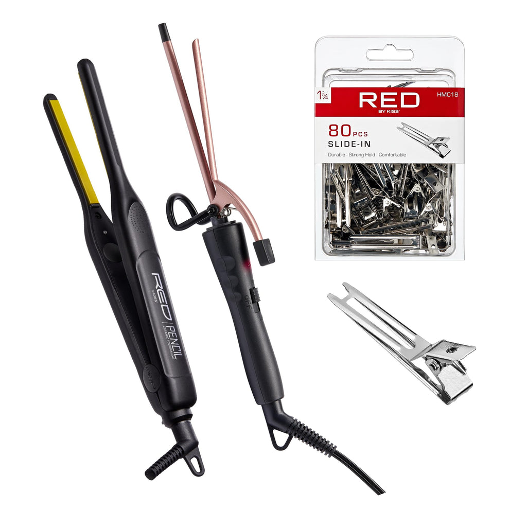 Pc Hair Styling Set with 0.3 Flat Iron  14 Curling Iron
