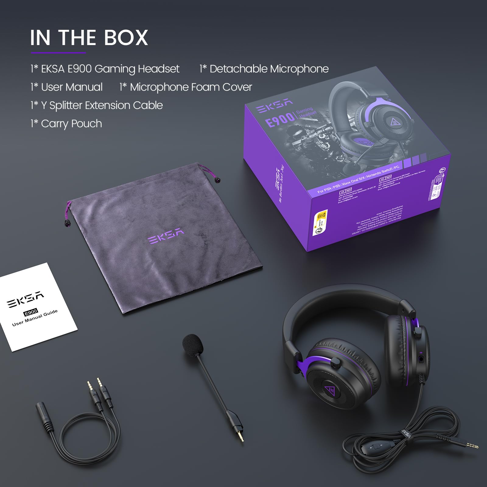 New Open-Box EKSA E900 Wired Detachable Noise-Canceling Mic 3D Surround Sound Gaming Headset Retail $33.00