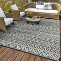 x8 Reversible Waterproof Plastic Straw Outdoor Patio Rug Boho Grey