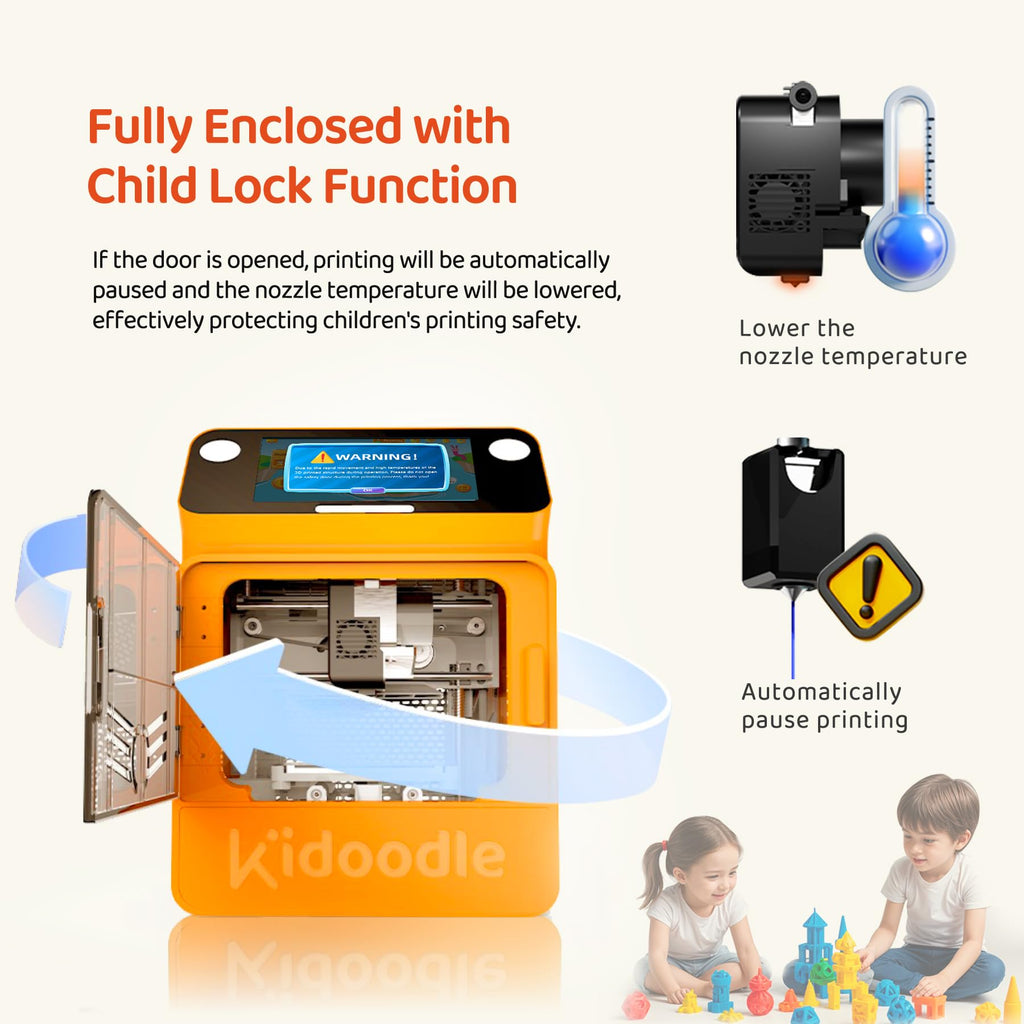 Mini 3D Printer for Kids with Wi-Fi Control 5 Touch Screen  Child-Safe Lock - Orange