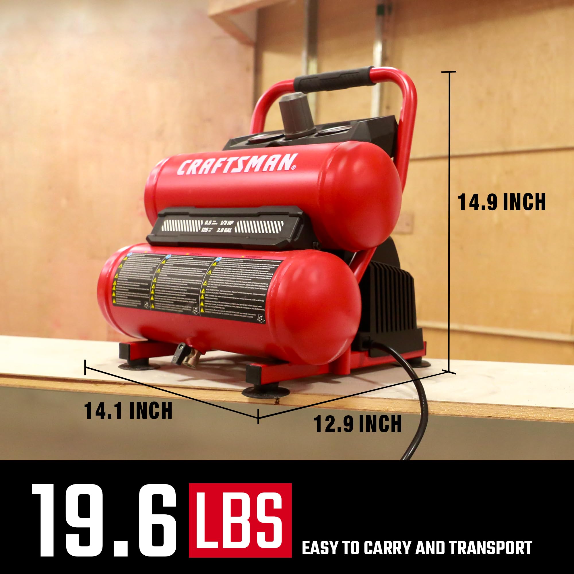 CRAFTSMAN 2-Gallon Oil-Free Air Compressor 125 PSI 22.8 lbs $231.75