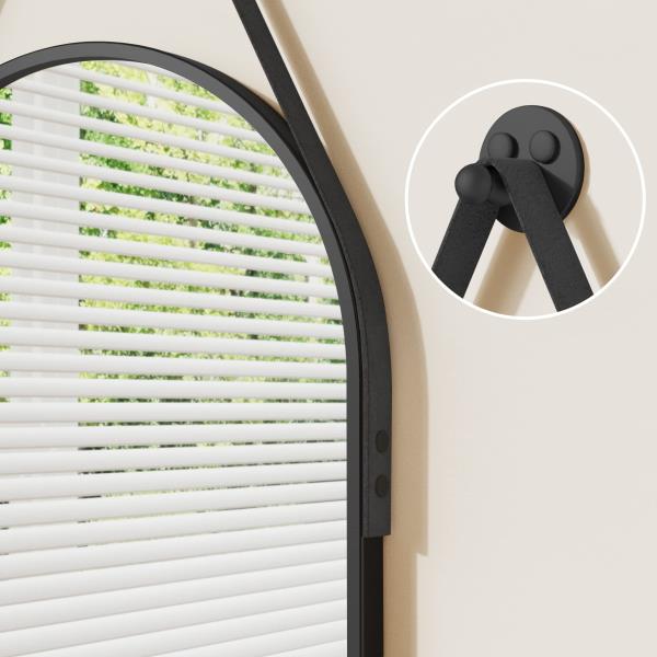 x 16 Oval Full Length Wall Mounted Hanging Mirror Black