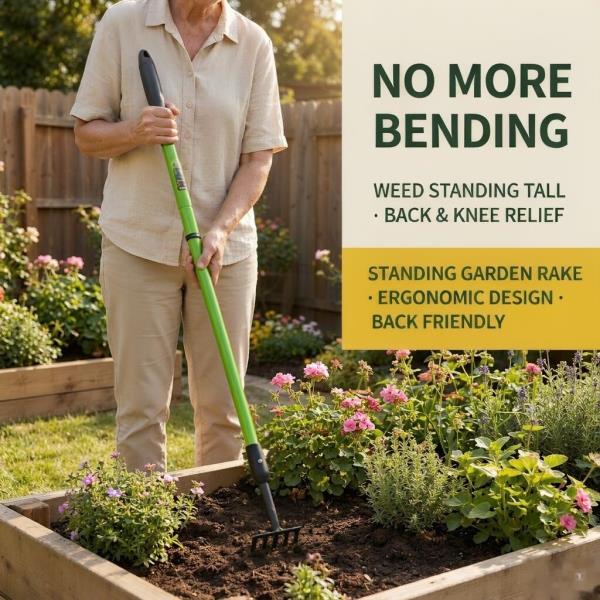 YIAD DRAGON HORSE Small Garden Rake, 27.5"-39.3" Adjustable Hand Rake Retail $25.00