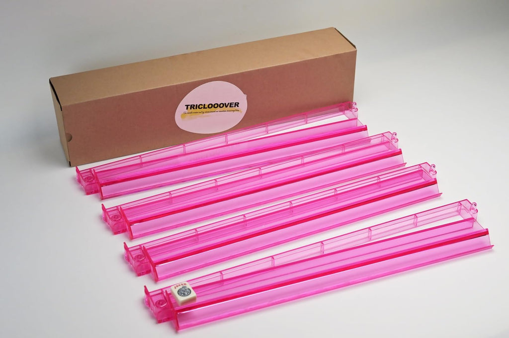 Pink 18.5 Mahjong Tile Racks 4 Pcs