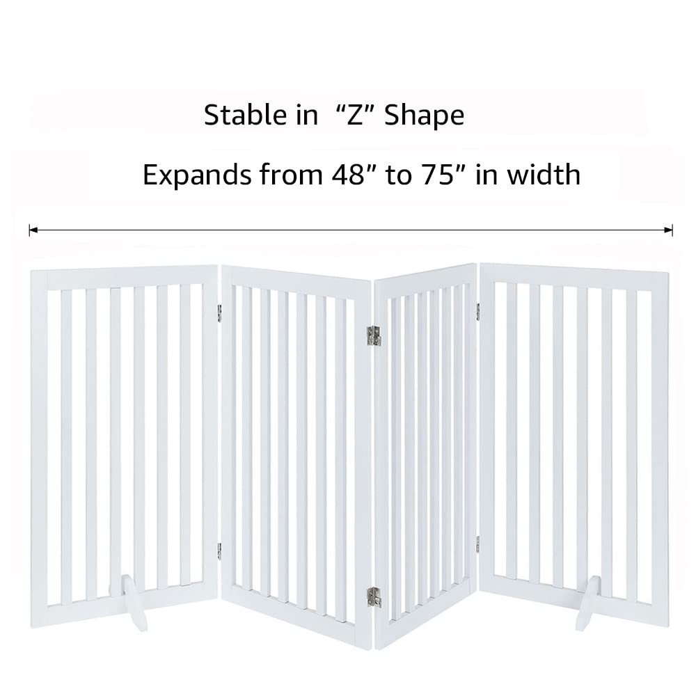 New unipaws 36H Free Standing Foldable Wooden Pet Gate White.