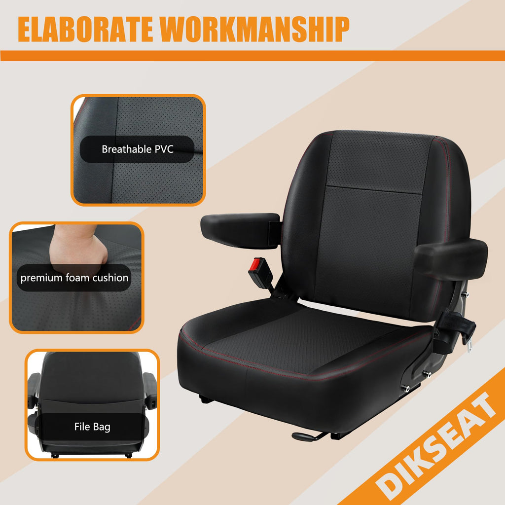 Universal Forklift Seat with Armrest Safety Belt and Micro Switch $93.75