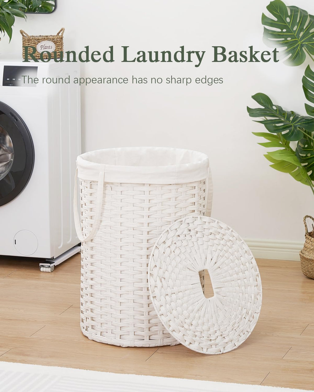 Open-Box New SETVSON Round Rattan 110L Handwoven Laundry Hamper