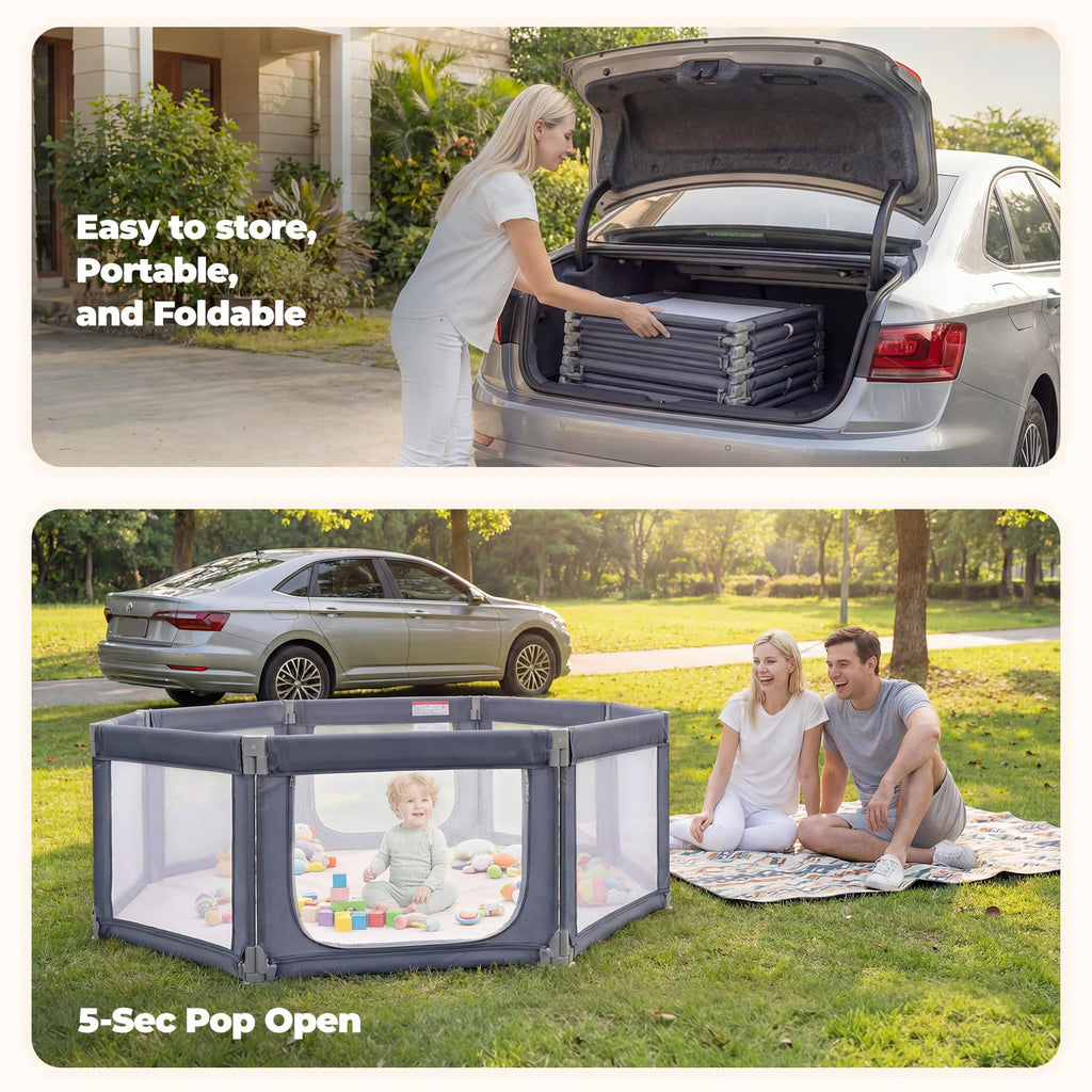 Extra Large Foldable Baby Playpen BP180 71x69 Grey