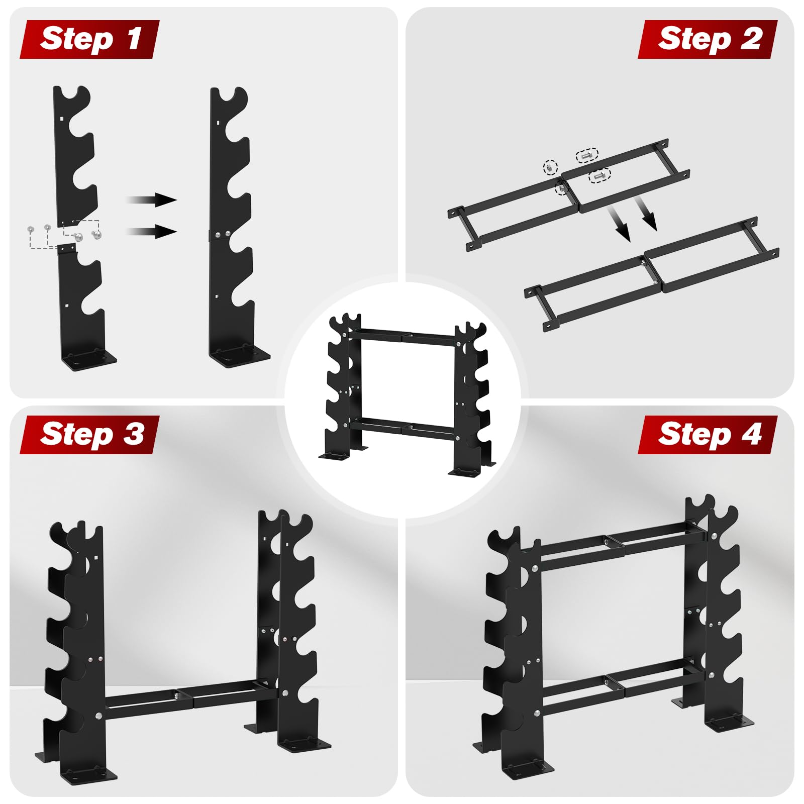 New As-Is JOLISTEN 5-Tier 450LBS Capacity Dumbbell Rack Black Weight Storage Organizer Retail $59.00