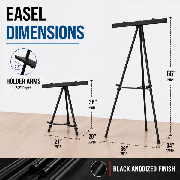 U.S. Art Supply 66" High Boardroom Black Aluminum Flip Chart Easel Retail $39.00