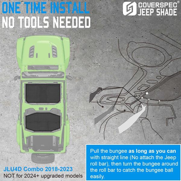 JL Sun Shade Top for Jeep Wrangler FrontRear Black