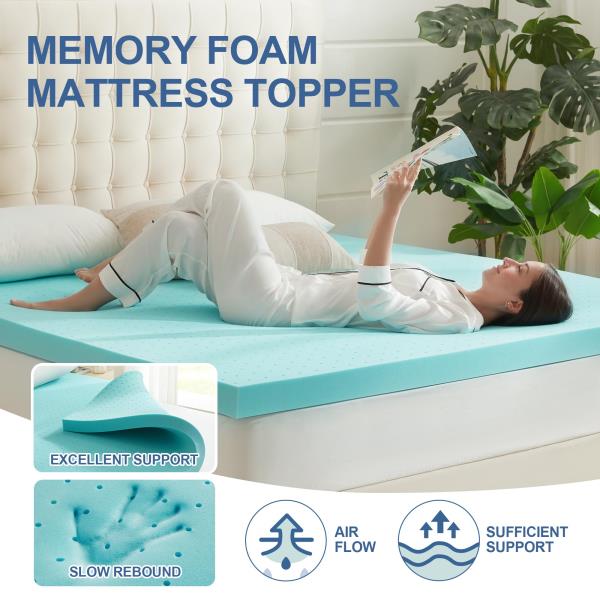 Inch Gel Infused Memory Foam Mattress Topper Twin XL Ventilated Soft Blue