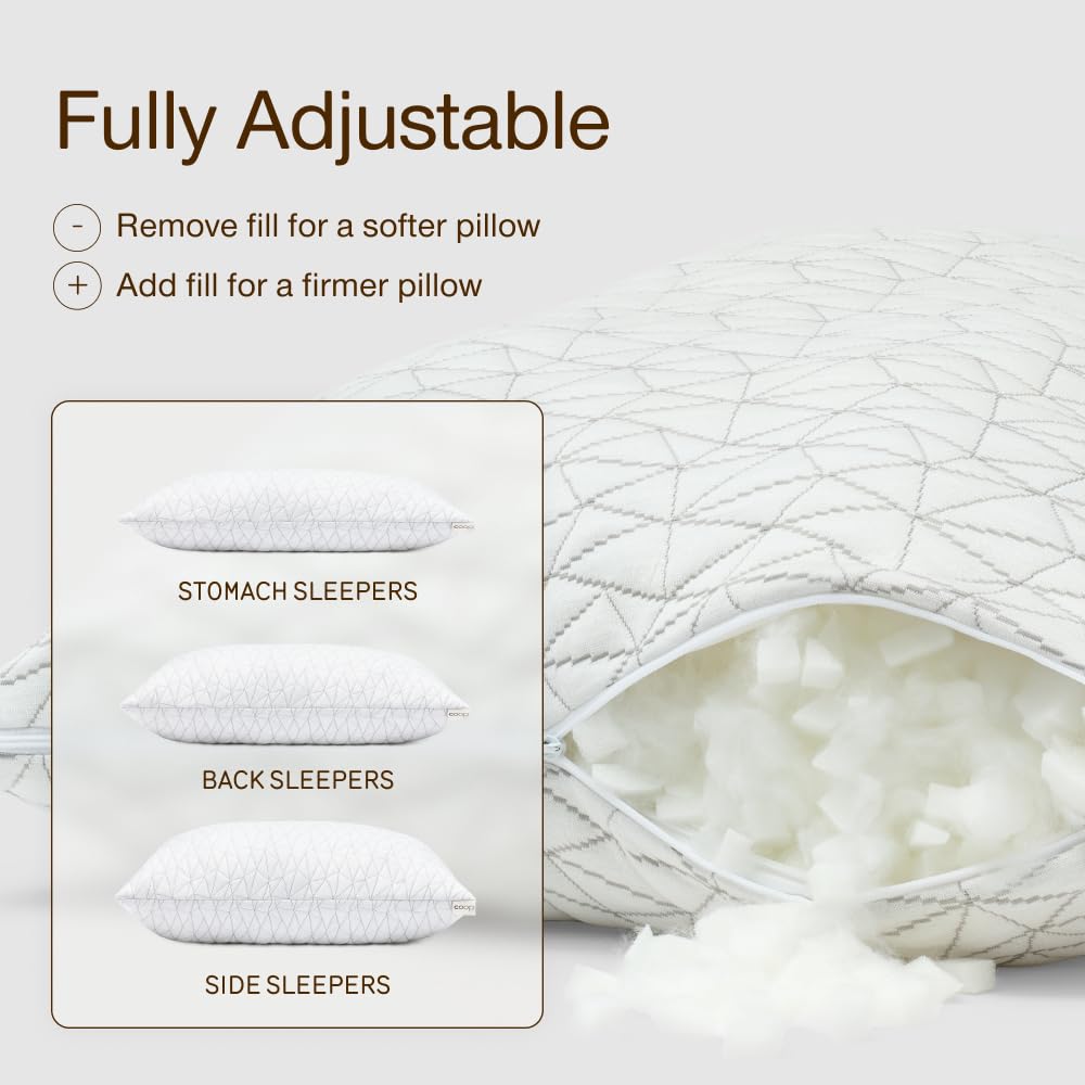 As-Is Coop Home Goods Original Adjustable King Size Memory Foam Bed Pillow - Medium Firm Retail $79.00
