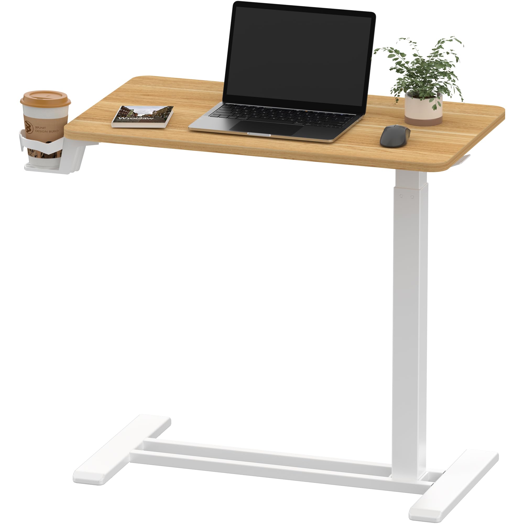 Maple Adjustable Portable Rolling Overbed Table