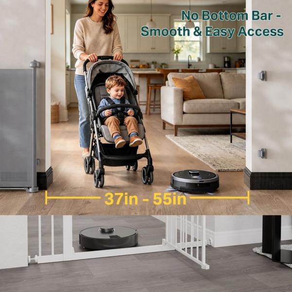 Cumbor 37-55" Retractable Baby Gates for Stairs & Doorways, Gray Retail $31.00
