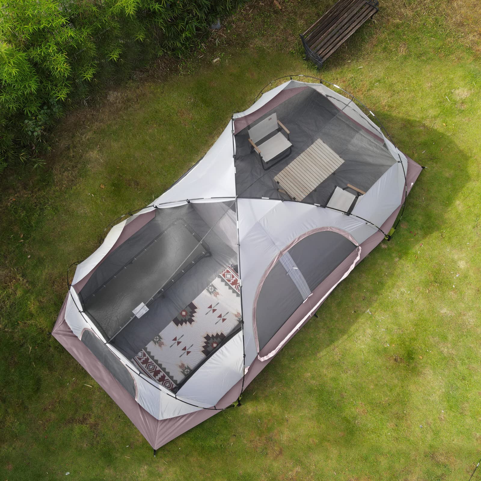 Open-Box New UNP 10-Person Waterproof 2-Room Khaki Brown Camping Tent