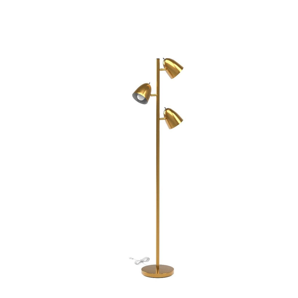 As-Is New Brightech Jacob LED Floor Lamp with Adjustable 3 Light Tree - Antique Brass Retail $99.00