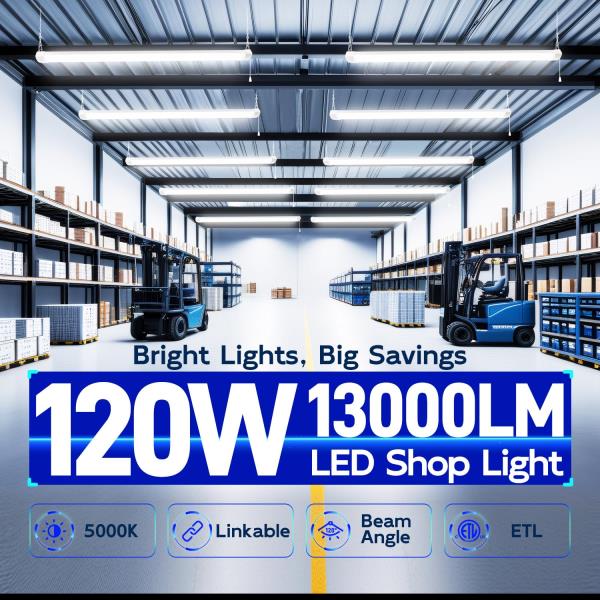 FT 120W LED Shop Light Linkable 13000LM 5000K Daylight White