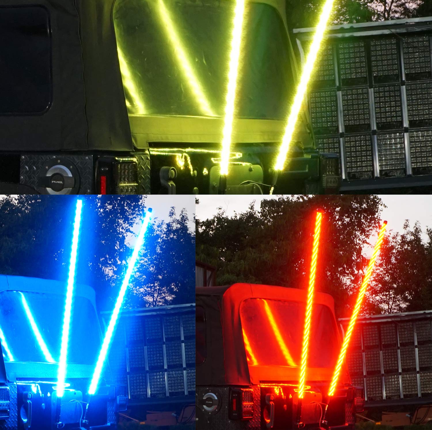 New Genssi 5FT Dual RGB LED Whip Lights Spiral Design Heavy Duty for Powersports. Retail $79.00