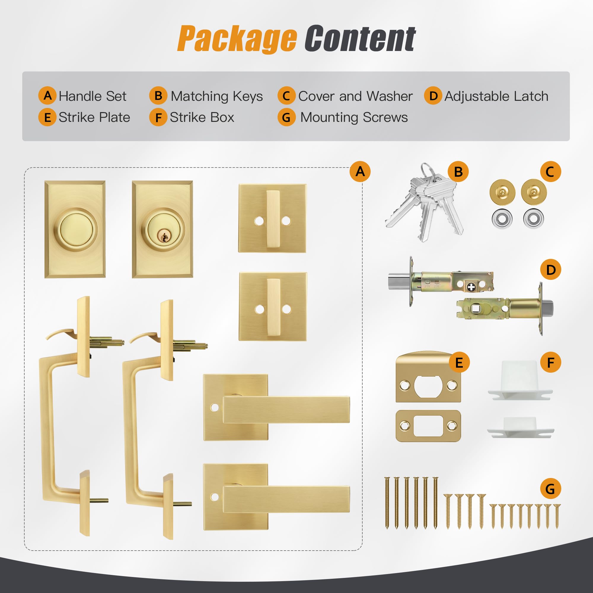 Open-Box New Gaurqiah Heavy Duty Double Front Door Lock Set with Deadbolt - Satin Brass