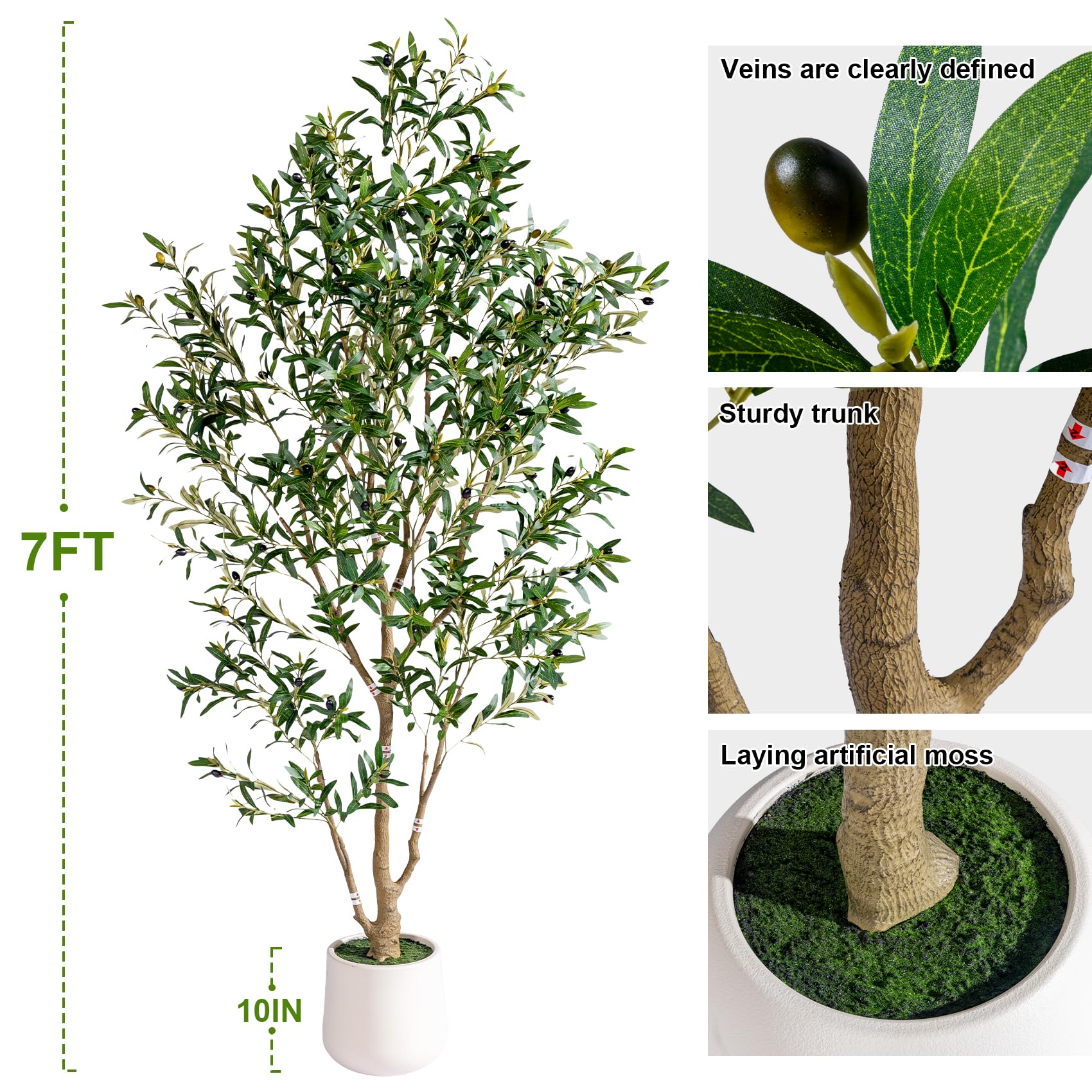 ft Faux Olive Tree with White Pot and Moss Realistic Artificial IndoorOutdoor Plant $134.25 Retail $179.00