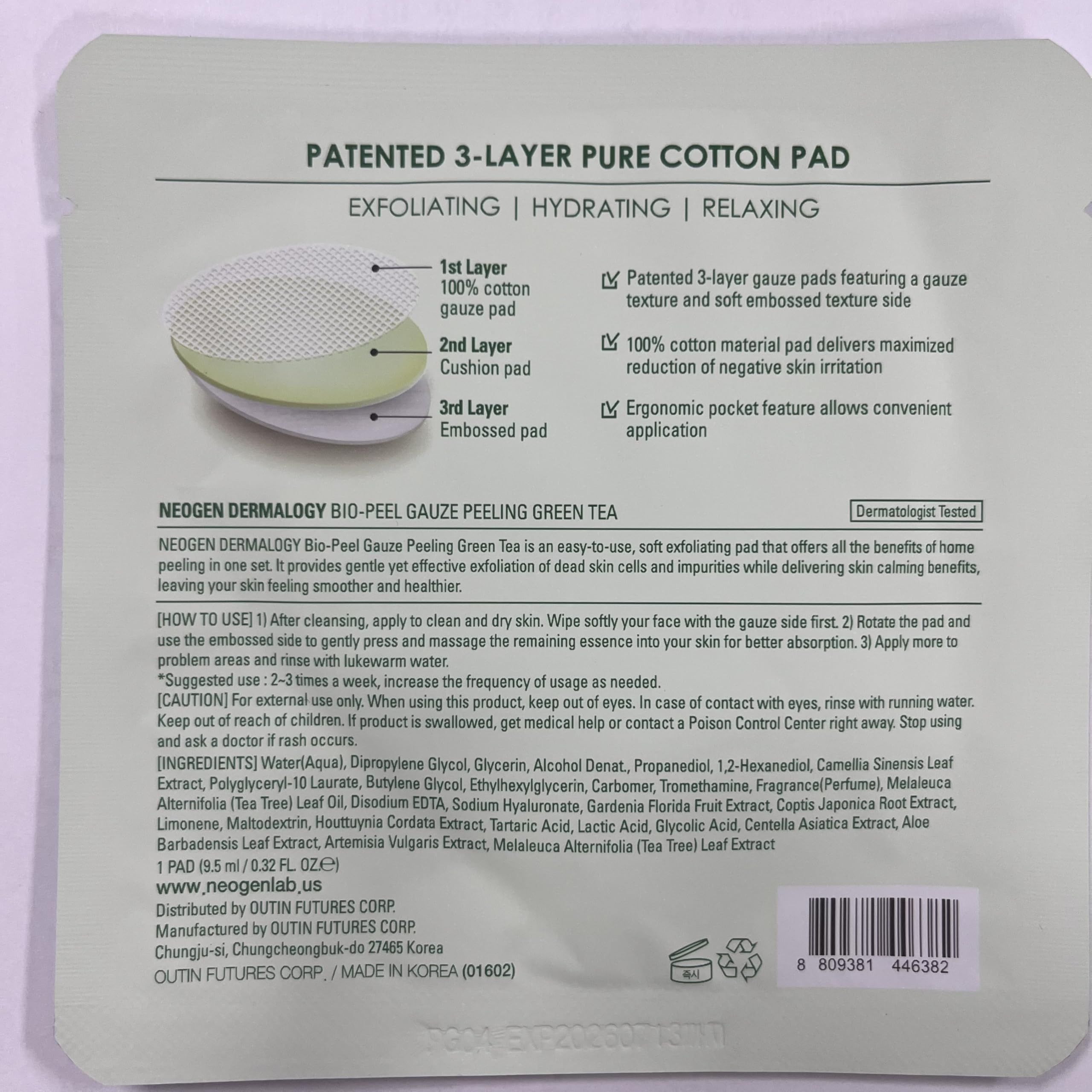 Green Tea Bio-Peel Gauze Peeling Pads - 8 Count