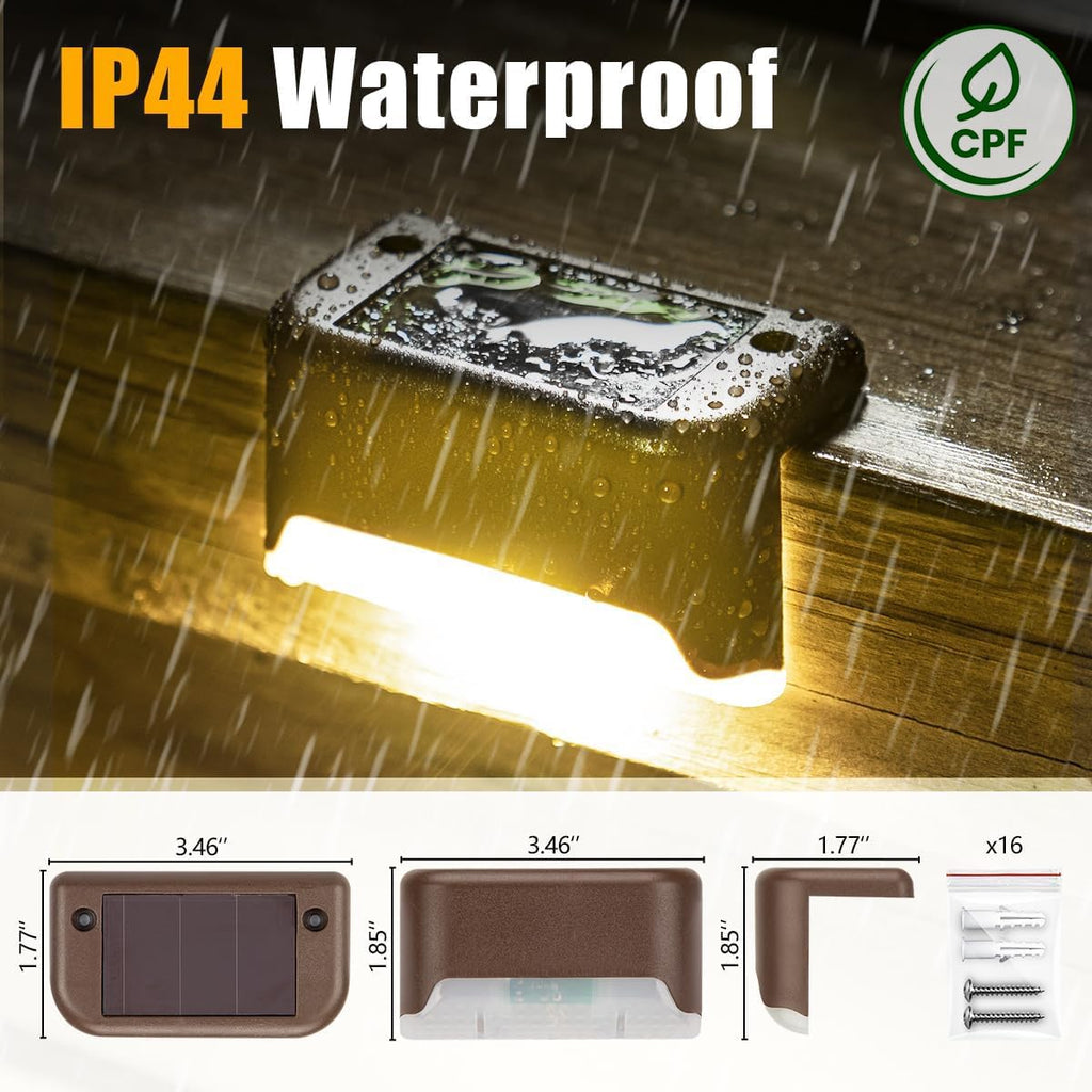 New As-Is SOLPEX 16 Pack Warm White Solar Deck Lights Outdoor Waterproof LED Retail $23.00