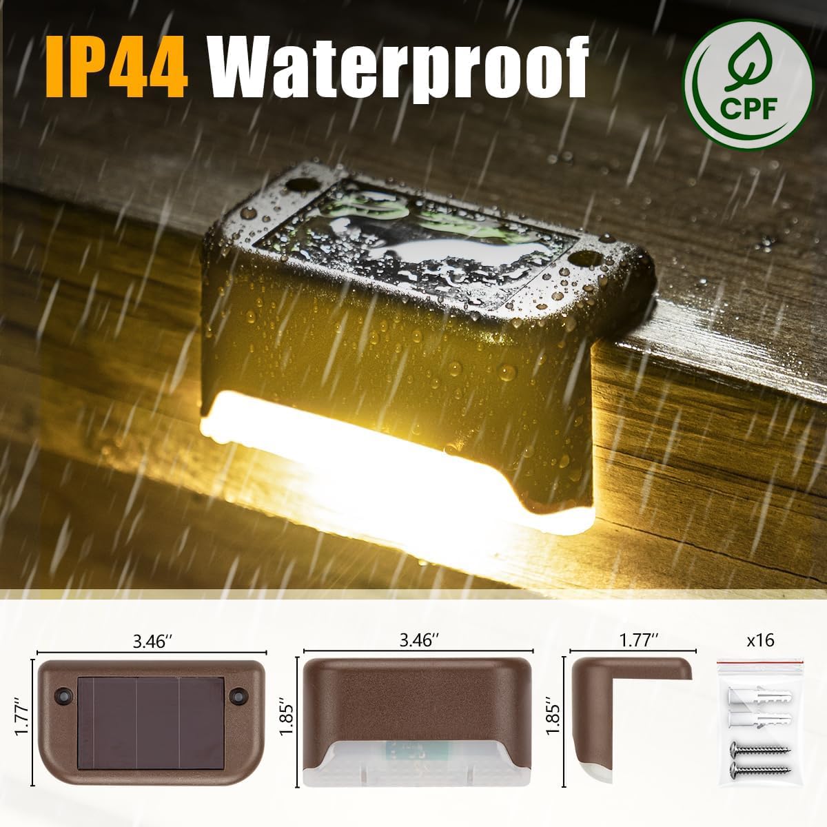 New As-Is SOLPEX 16 Pack Warm White Solar Deck Lights Outdoor Waterproof LED Retail $23.00