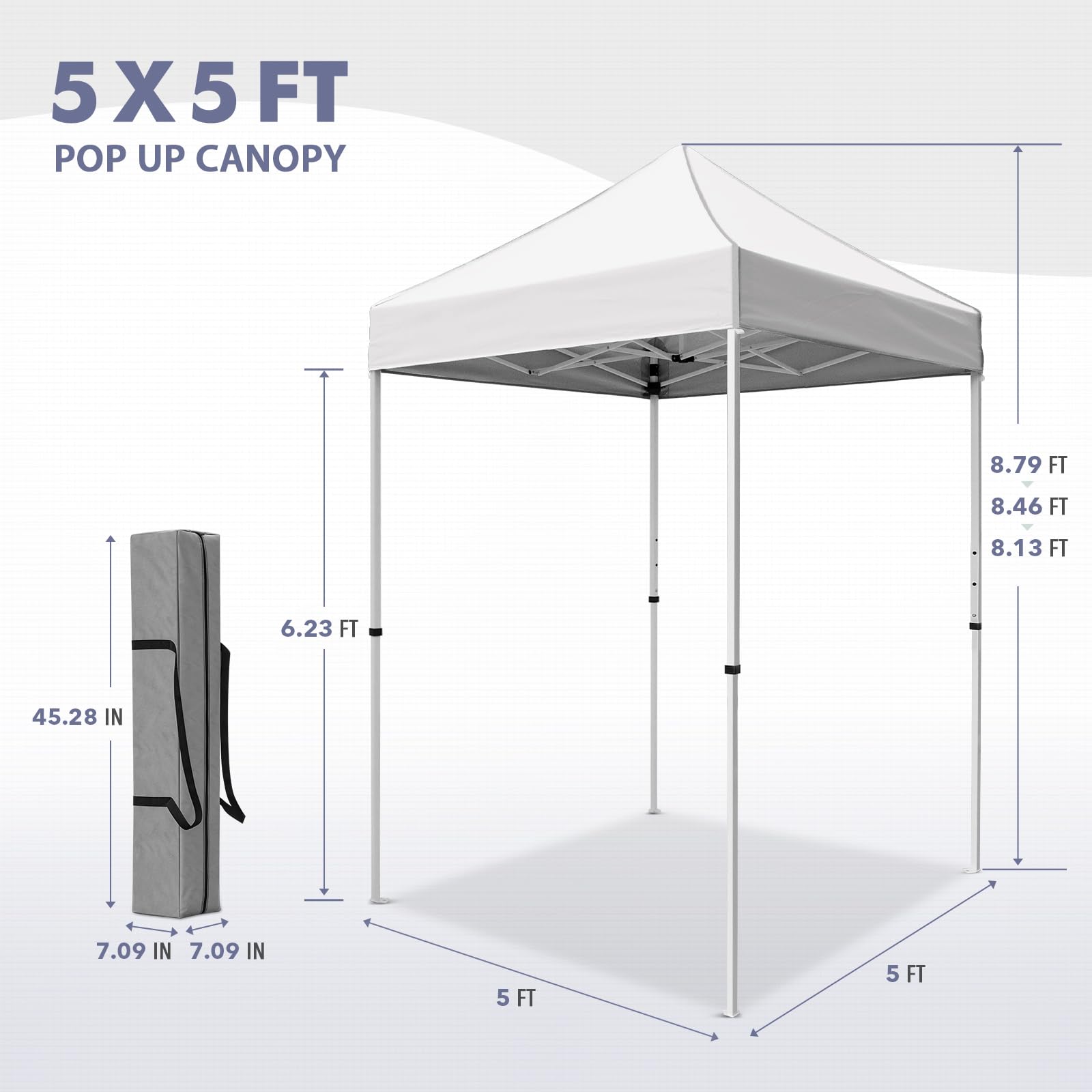 INTER HUT 5x5 Pop Up Canopy Tent, Instant Portable Beach Canopy, Outdoor Tent with Carry Bag for Camping, Sports, Tailgating, Events, White Retail $99.00