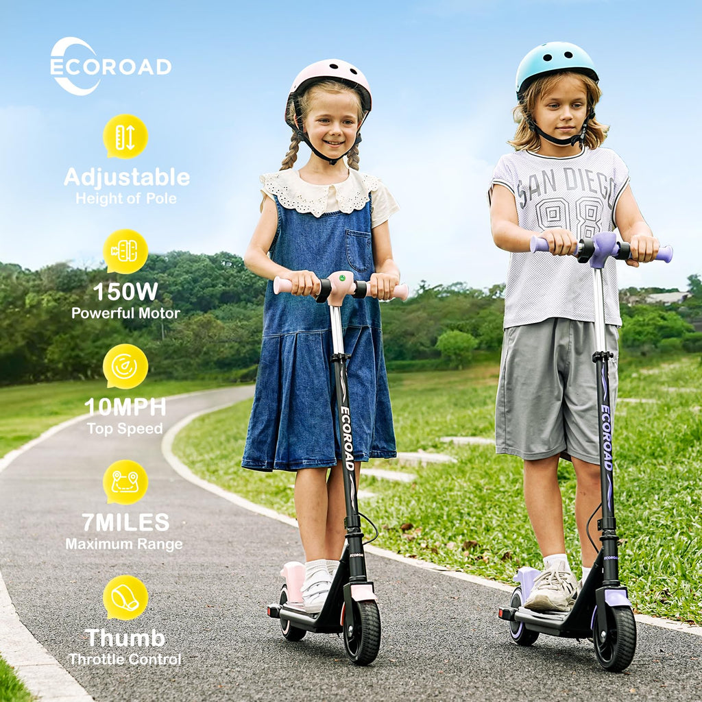 Kids Electric Scooter Black Adjustable Height LED Lights
