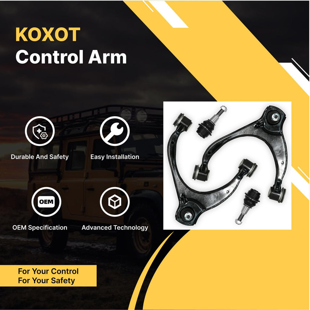 Koxot 4Pcs Front Upper Control Arm for Cadillac Escalade/ESV 2015-2020, for Chevrolet Tahoe Suburban 2015-2020, Silverado 1500 2014-2018, for GMC Yukon/XL 2015-2020, Sierra 1500 2014-2018 Retail $94.00
