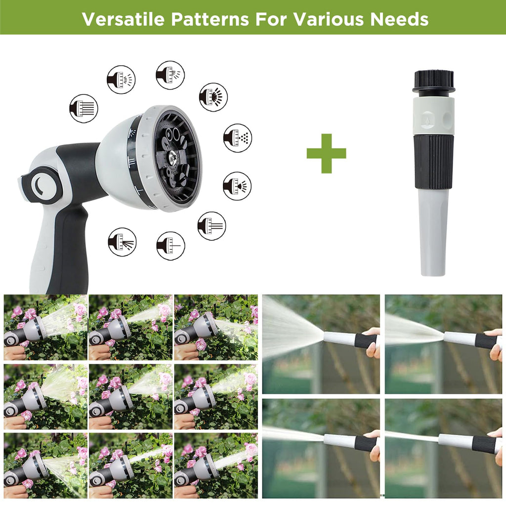 FT Retractable Garden Hose Reel Wall Mount Heavy Duty Automatic Rewind 2 Nozzles BlackCream