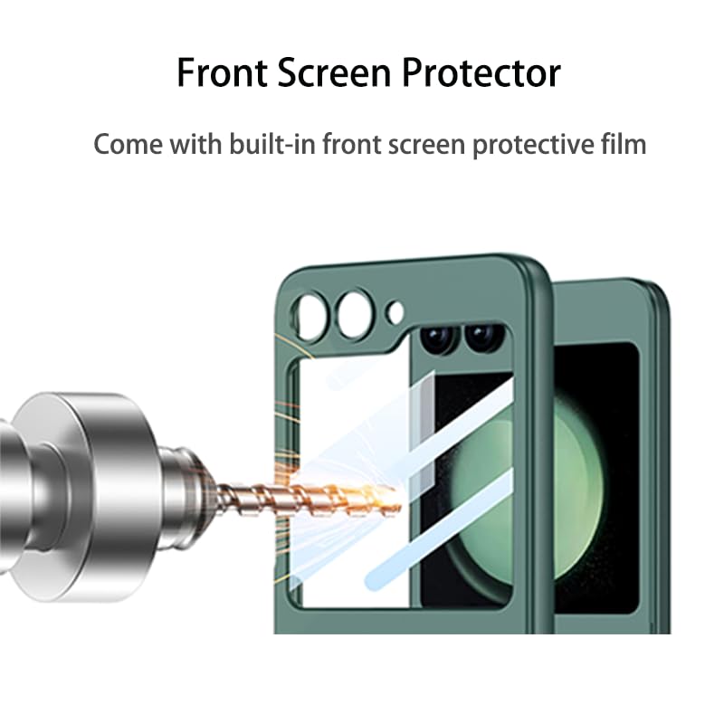 Samsung Galaxy Z Flip 5 Magnetic Hinge Ring Protection Clear Flip Case with Screen Protector Gold