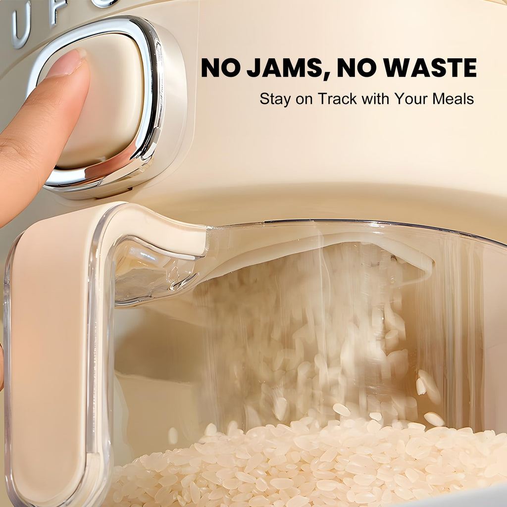Cream White 22 Lb Airtight Rice Dispenser with Measuring Cup  Pest Prevention Box Retail $30.00