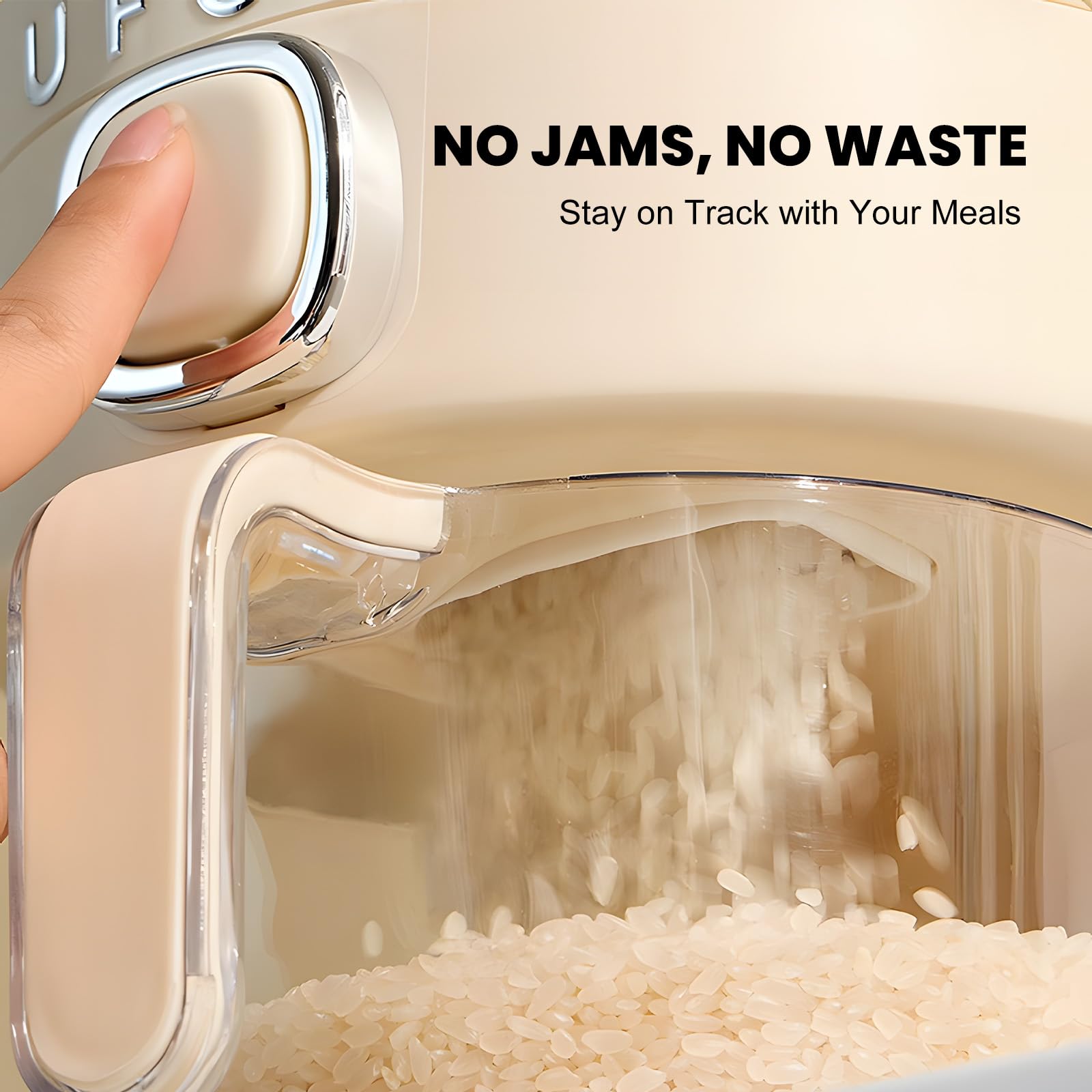 Cream White 22 Lb Airtight Rice Dispenser with Measuring Cup  Pest Prevention Box Retail $30.00