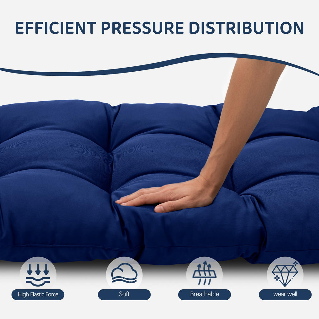 3 Pcs Wicker Chair Cushions Patio Loveseat Chaise Cushion Set - 1200D 47x19*4 Inch Waterproof Wicker Bench Cushions with 2 19x19x4 Inch Chair Cushions for Garden Porch Wicker Patio Furniture(Navy) Retail $49.00