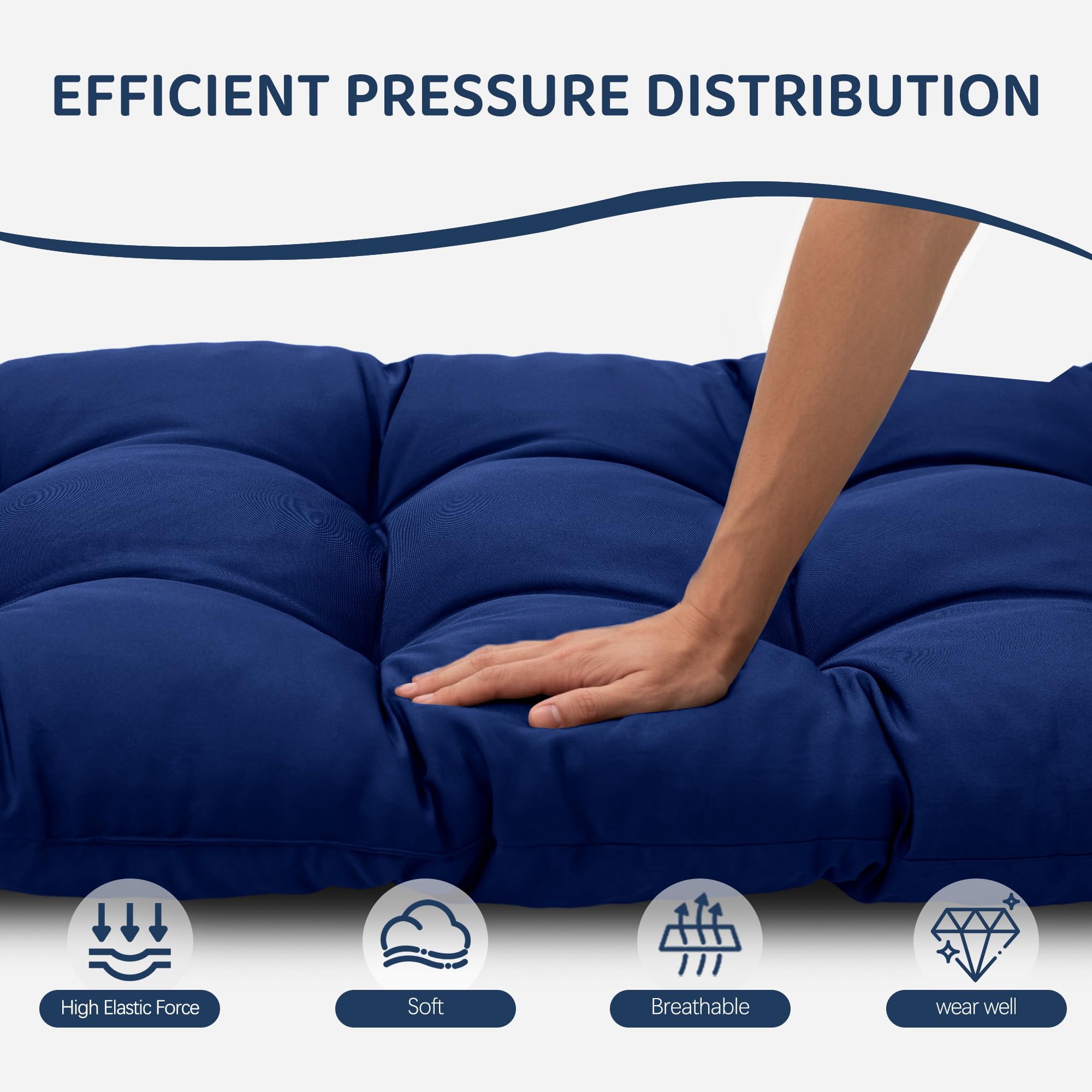 3 Pcs Wicker Chair Cushions Patio Loveseat Chaise Cushion Set - 1200D 47x19*4 Inch Waterproof Wicker Bench Cushions with 2 19x19x4 Inch Chair Cushions for Garden Porch Wicker Patio Furniture(Navy) Retail $49.00