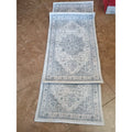 Set of 2 Vintage Style Medallion Runner Rugs Blue and White