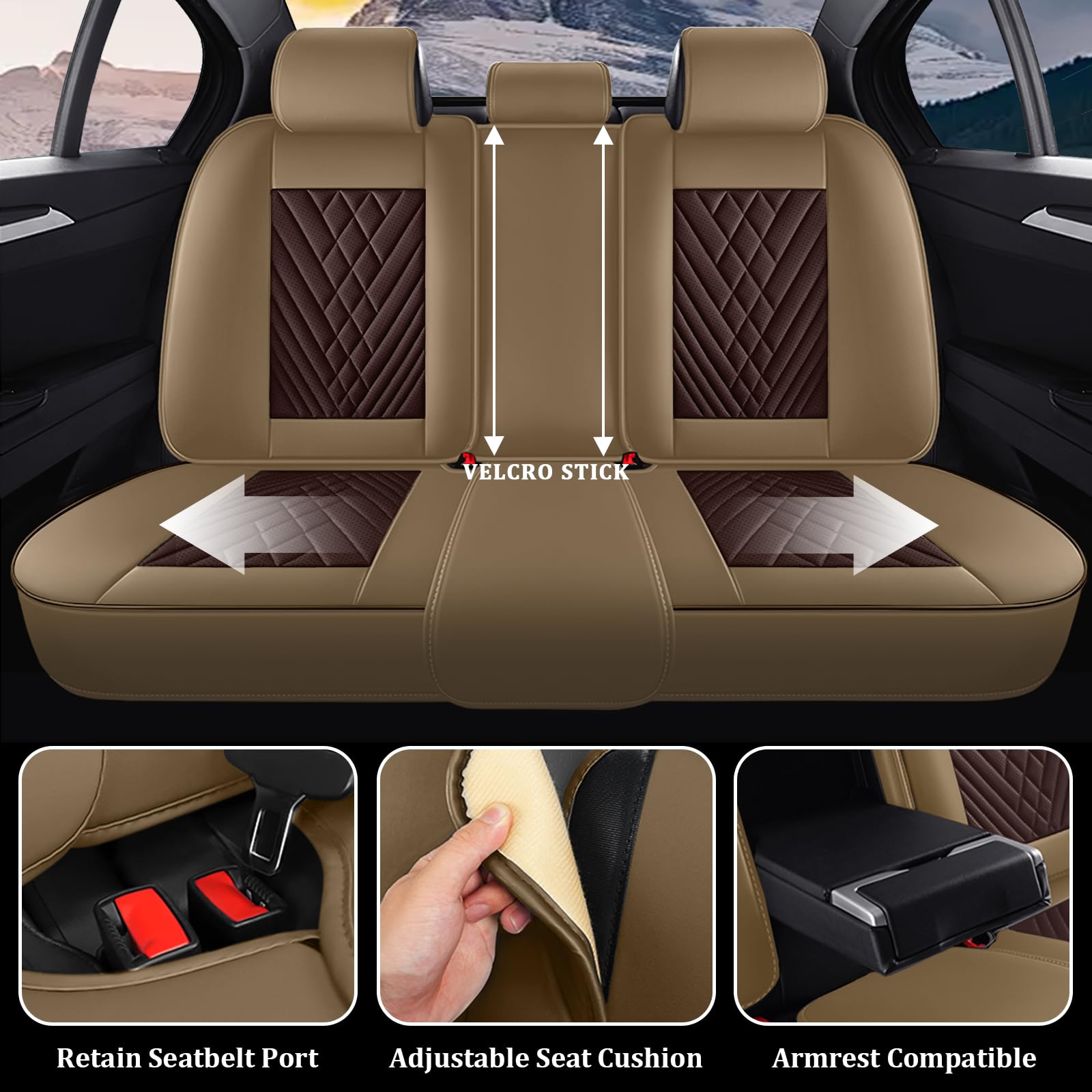 Open Box New HESHS Waterproof Nappa Leather Car Seat Covers for Ford F250 Brown Coffee 5 Seats