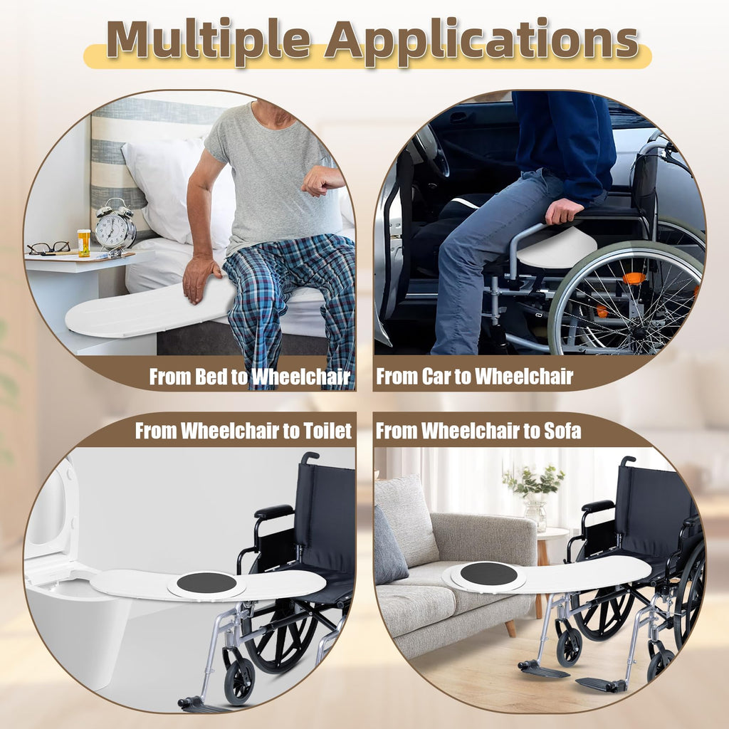 Heavy-Duty Slide Transfer Board with 360 Rotating Turntable for Seniors 35.4