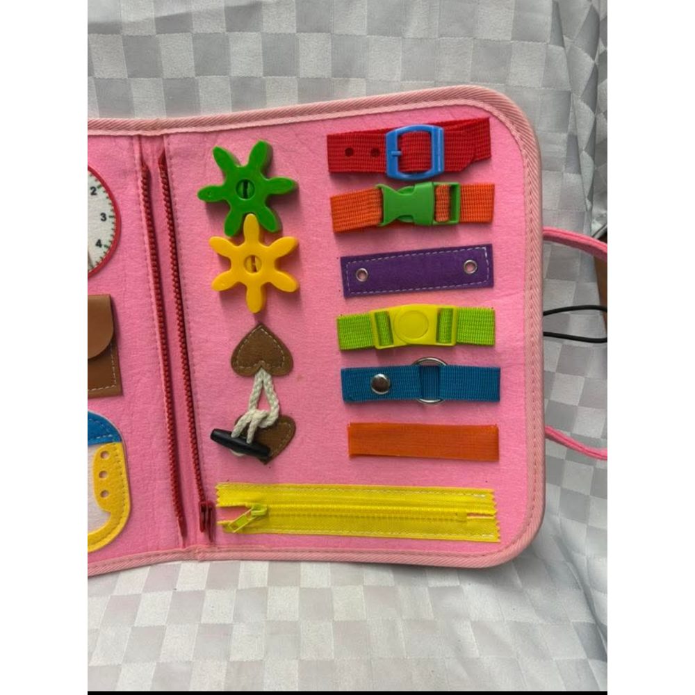 Open-Box New Kids Busy Board Handbag Set with Pink Dinosaur Theme Portable Retail $25.00